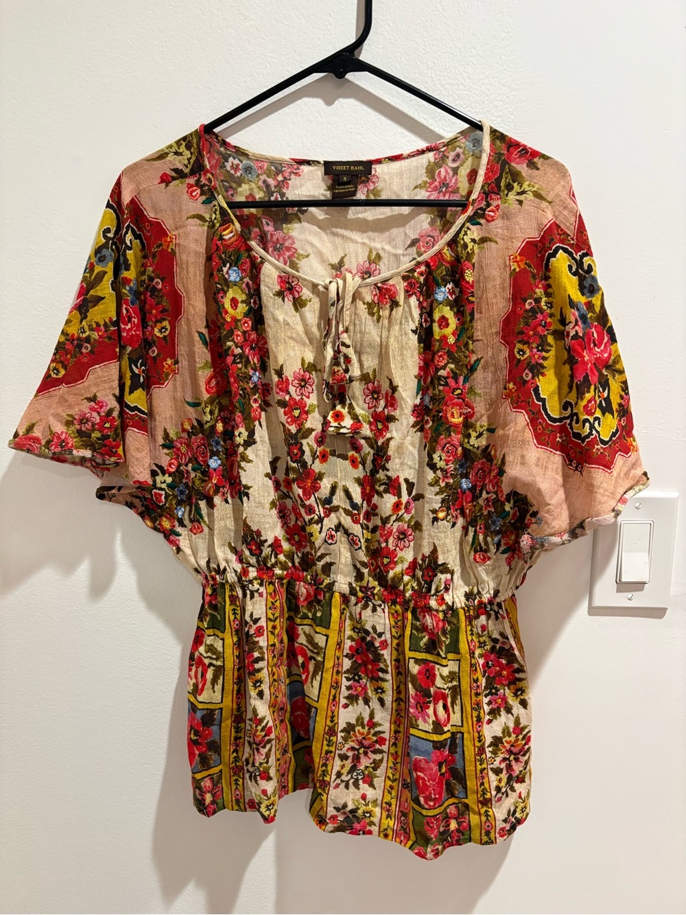 Vineet Bahl Anthropologie Floral Peasant Top, size small